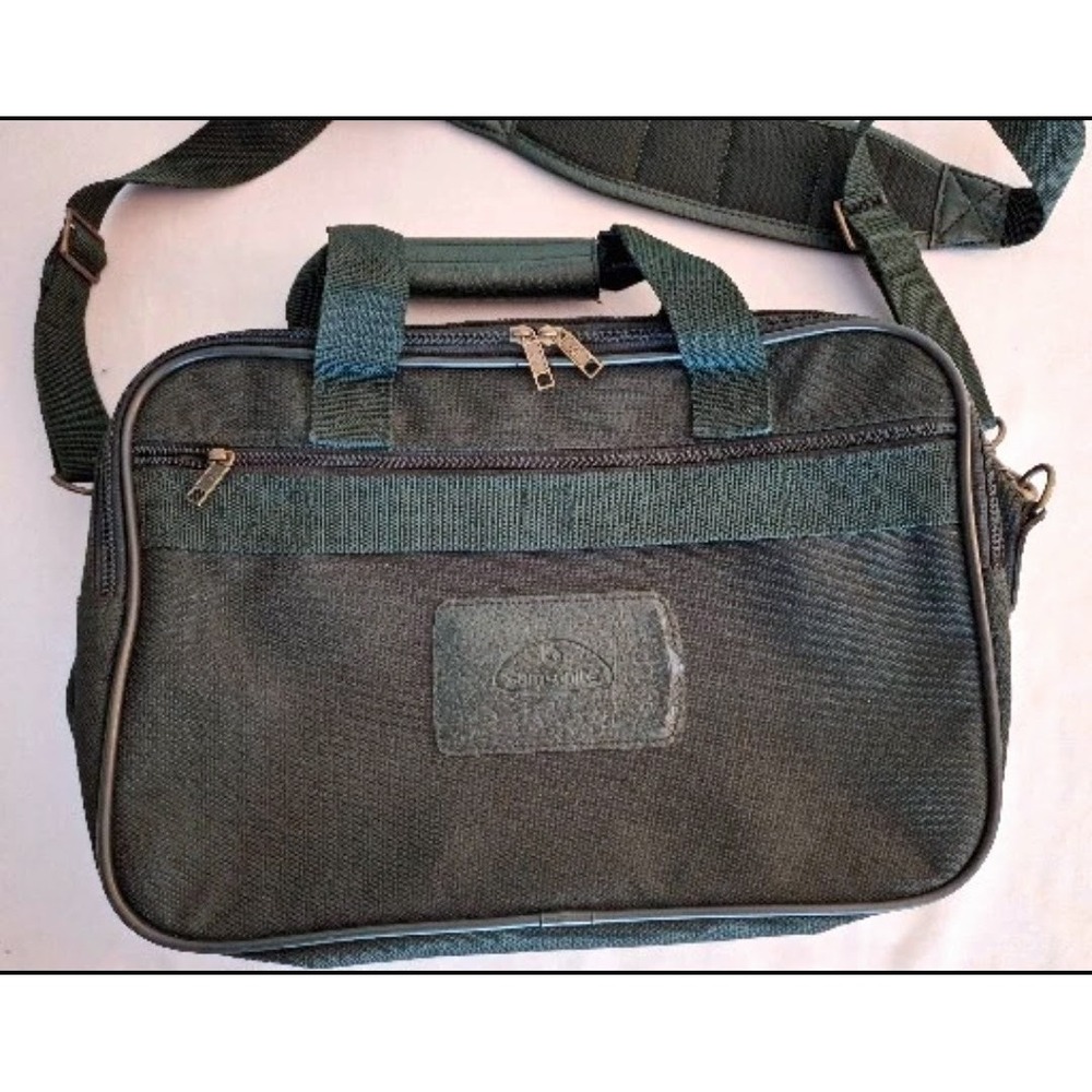 Samsonite Expandable Laptop Briefcase Carry On Green Messenger Shoulder Bag EUC